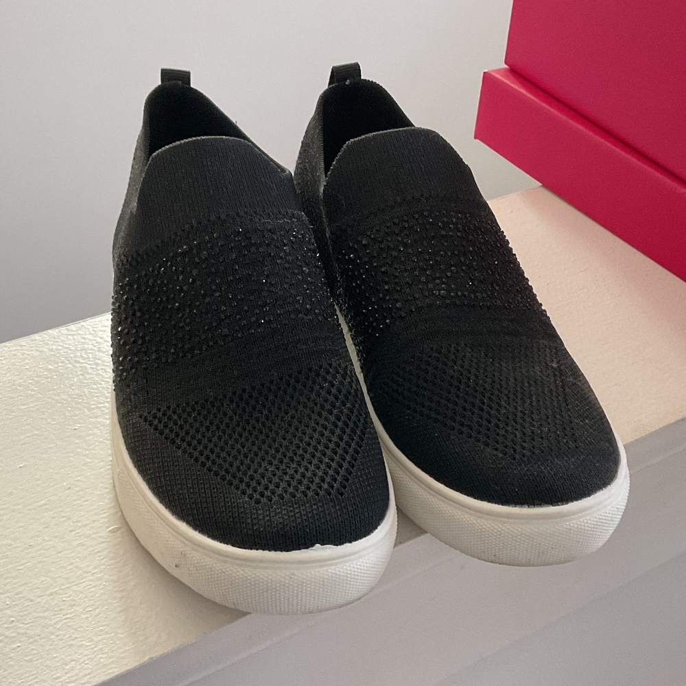 NWT Black stretch sparkling loafers